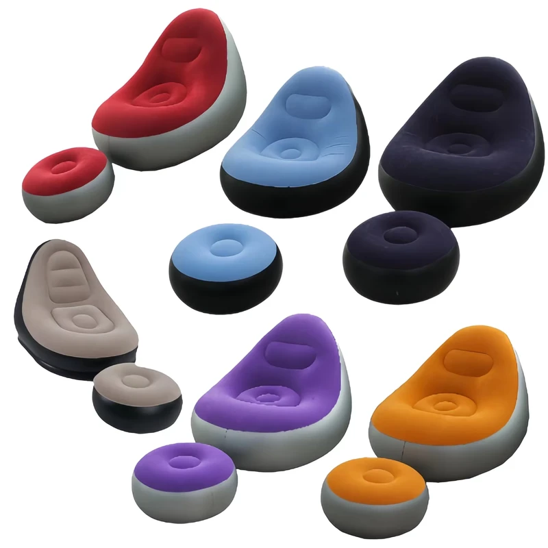 6 P PVC aufblasbarer Sessel mit Fußhocker für Kinder und Erwachsene