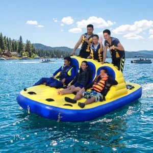 Bote donut inflable para 6 personas, tubo remolcable para esquí acuático, diversión en el agua con moto de agua