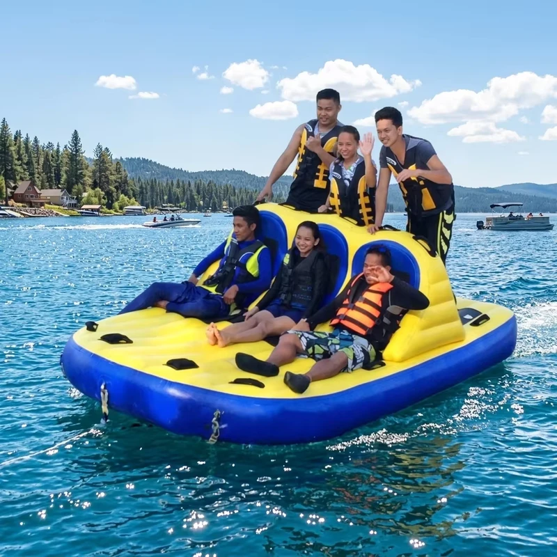 6 Person Donut Boat Inflatable Water Towable Tube Ski Boat for Jet Ski Water Fun
