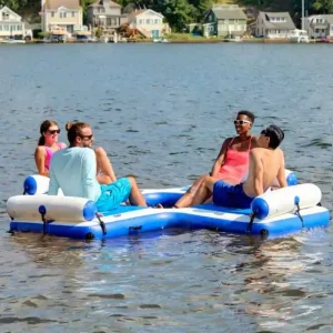 6 Person Inflatable Floating Island for Pool Party Non Slip UV Resistant Stable
