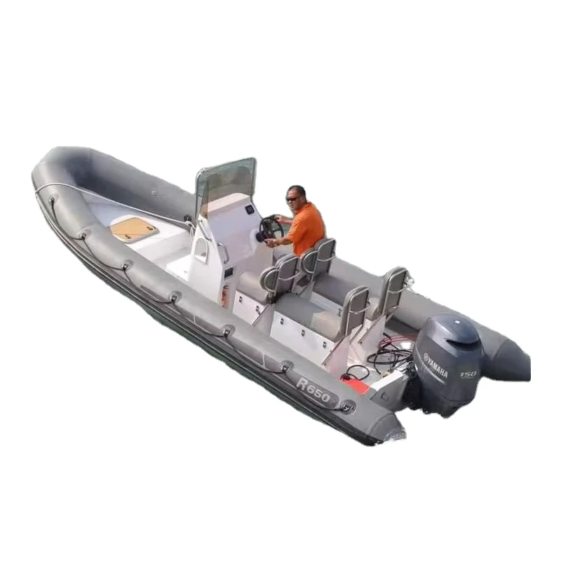 Corps de bateau gonflable rigide en fibre de verre en V de 6,5 mètres personnalisé, bateau de pêche rigide en PVC/Hypalon