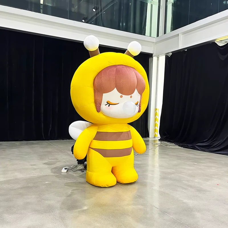 Hiu Inflatable Kartun Lebah Madu Bayi Tinggi 6.6FT, Dekorasi Raksasa Tahan Lama untuk Acara