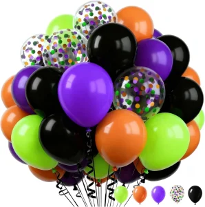 60 12 Inch Halloween Ballonnen Oranje Zwart Groen Paars Confetti Ballonnen Halloween Feestdecoraties