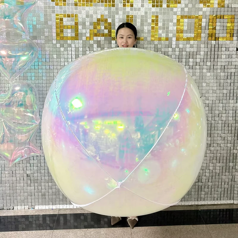 60인치 4D 무지개 진주 화이트 원형 호일 풍선 웨딩 생일 파티 장식용