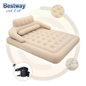 6719K Foldable Double Inflatable Bed Mattress Outdoor Family Camping Mattress With Backrest