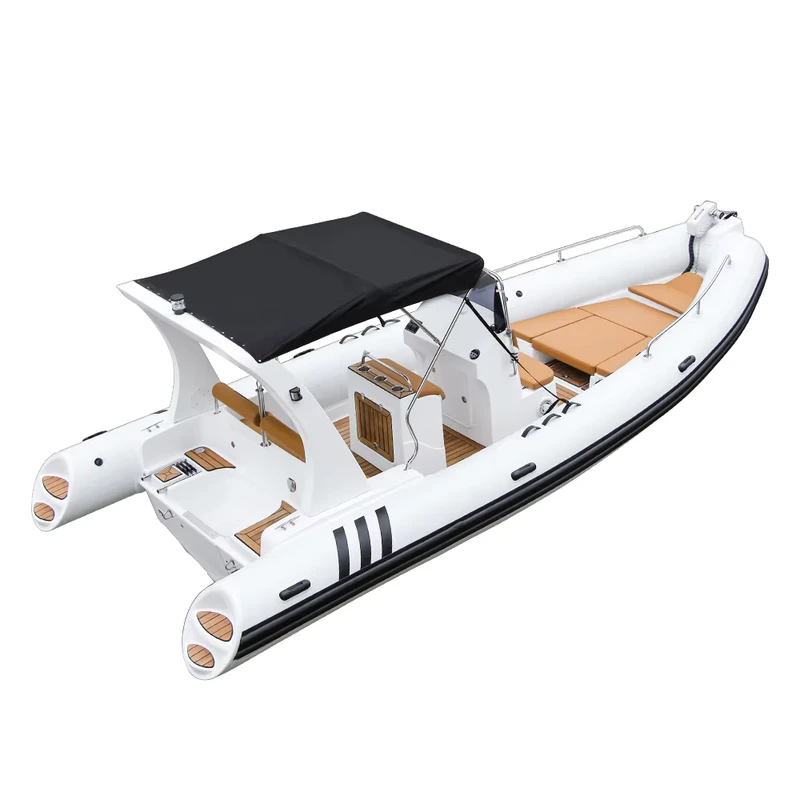 Barco Inflável Rib de 22 pés com Casco de Fibra de Vidro ORCA Hypalon para Férias no Mar