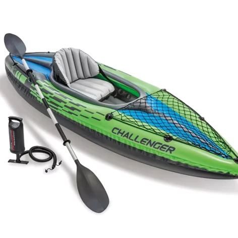 Kit de Caiaque Inflável Challenger K1 68305 com Remo e Bomba, Bote Flutuante, Canoagem