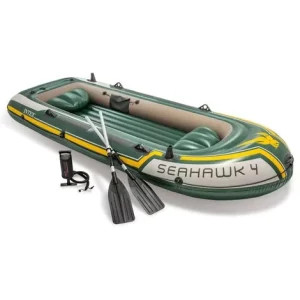 68351SEAHAWK Kayak gonfiabile per 4 persone, barca da pesca, 351cm X 145cm X 48cm