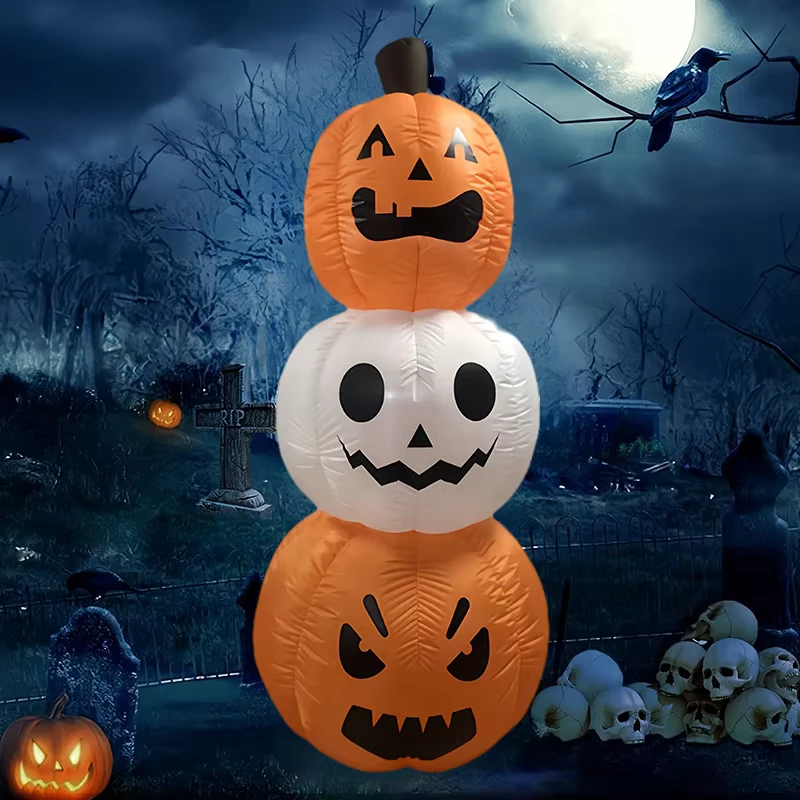 Set Dekorasi Lampu Labu Inflatable Halloween 6FT, Model Festival Hantu untuk Taman Pesta 22039B