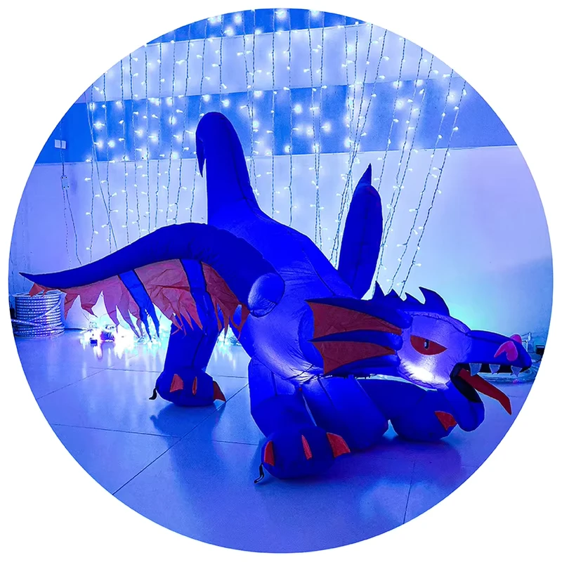 6FT 인플레이터블 드래곤 이동하는 머리 UL 어댑터 12VDC LED 할로윈 장식 조명