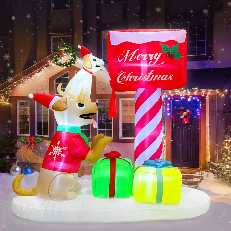 6FT防水ポリエステルクリスマスインフレータブル郵便犬屋外庭装飾用