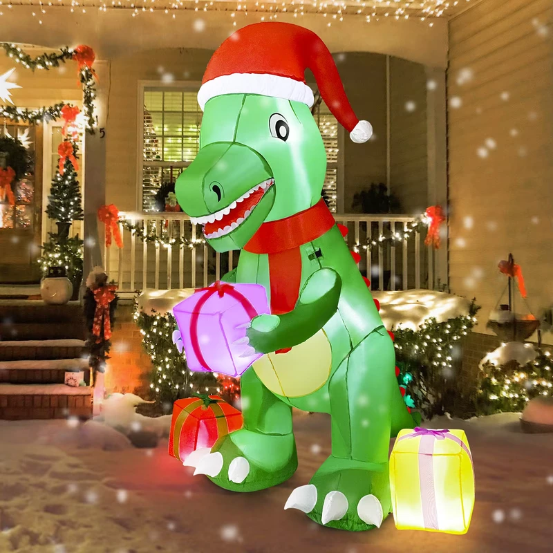6 ft dinosaur opblaasbare LED-lampen binnen- en buitendecoraties voor de kerst met cadeauverpakking in tassen