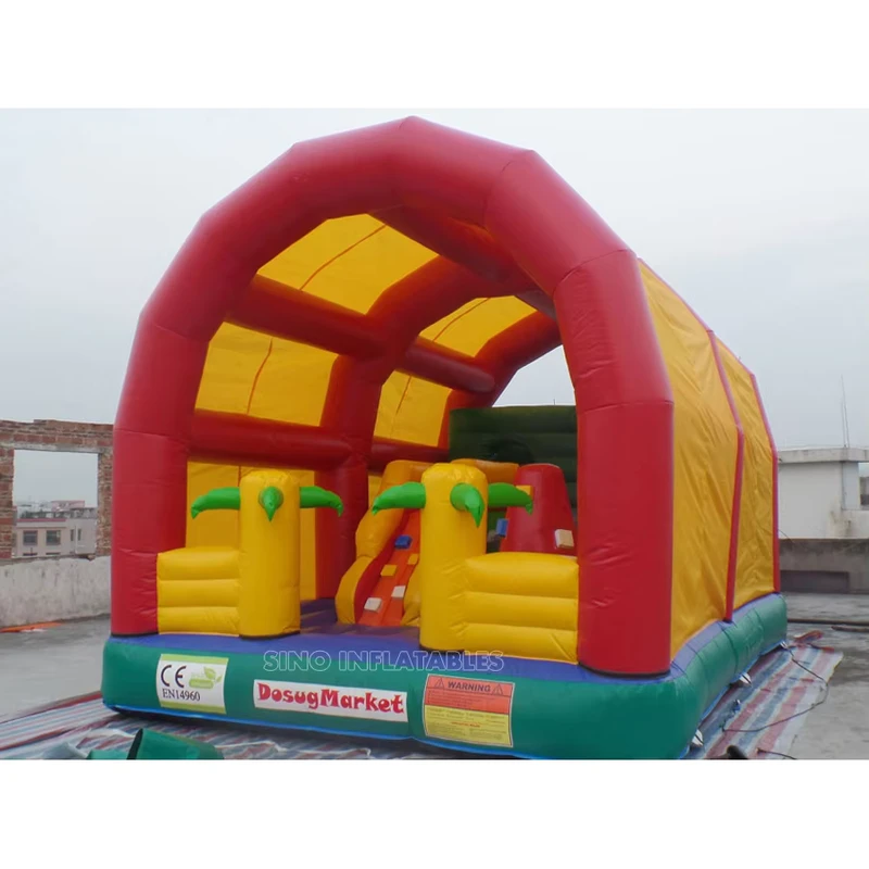 6x4,5m Opblaasbare Jungle Fun Park voor Kinderen met Glijbaan en Bovenbedekking van Loodvrij Materiaal