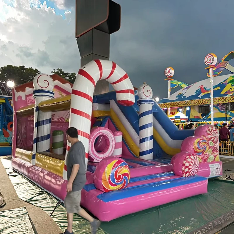 6x4m (20x13ft) Large Commercial Fiesta Carnival Rental Slide Bounce House Candy Land Inflatable Castle