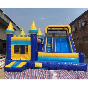 6x7m Inflatable Bounce House Combo Blue & Yellow Commercial Grade PVC Jumping Castle for Kids Party Backyard & Event Rental