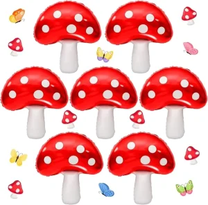 7 Schattige Paddenstoelen Ballonnen Grote Folie Ballonnen Eenvoudig Op Te Blazen Verjaardag Bosplant Thema Feestdecoraties
