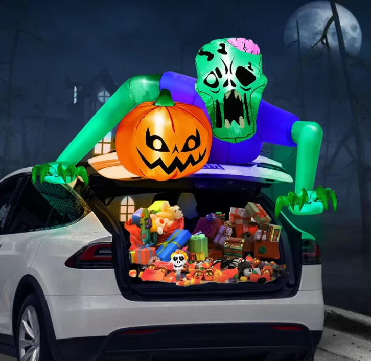 7 FT Trunk of Treat Auto Decoratieset voor SUV Opblaasbare Halloween Groene Zombie voor Tuin Decoraties