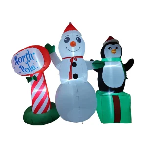 7 Foot Tall Inflatable Light up Christmas Snowman & Penguin Holiday Decoration Lawn Decorations