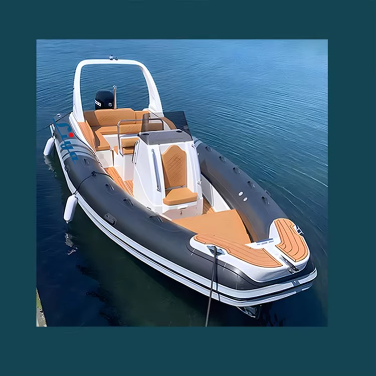 7,5M Kapal RIB Inflatable dengan Lambung Fiberglass Semi-Kaku dan Mesin Outboard