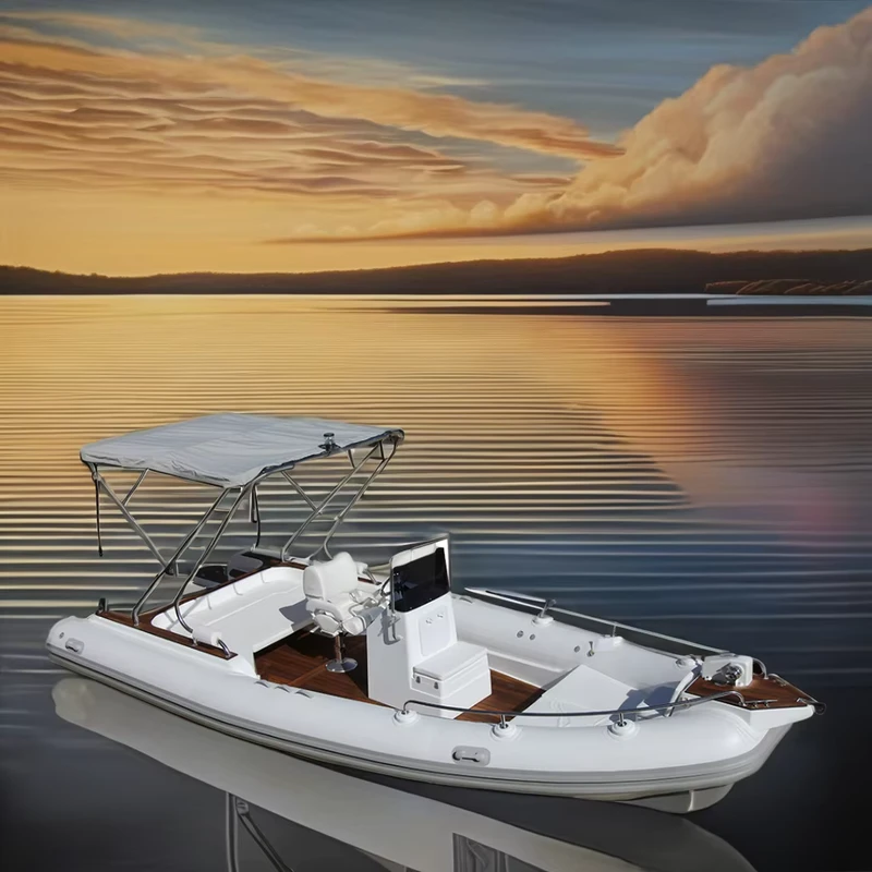 7.6m Rigid Inflatable RIB760 Hypalon Rib Yacht with Electric Anchor Motor Family Recreational Sport Boat