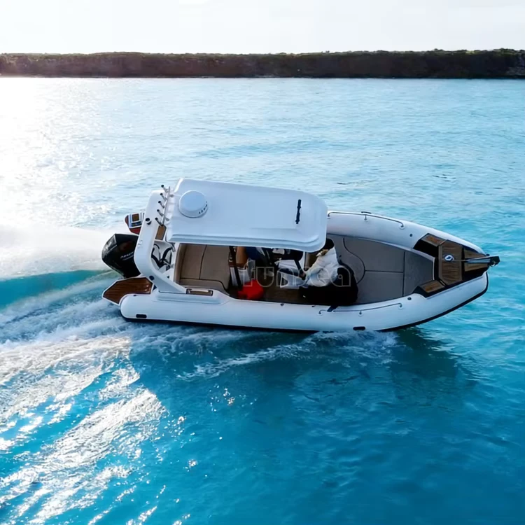 Премиум надувная лодка RIB длиной 7.6 м с T-образным верхом, гипалоновые трубки, жесткая надувная скоростная лодка для отдыха RIB760 с или без двигателя
