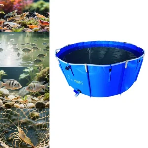 700L Round Shape UV Protection Leakproof Lightweight Collapsible PVC Fish Tank For Indoor Outdoor Aquaculture