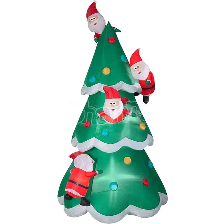 Árbol de Navidad inflable iluminado de 7 pies con Santa y luces LED, decoración para el jardín exterior, decoración navideña de Santa