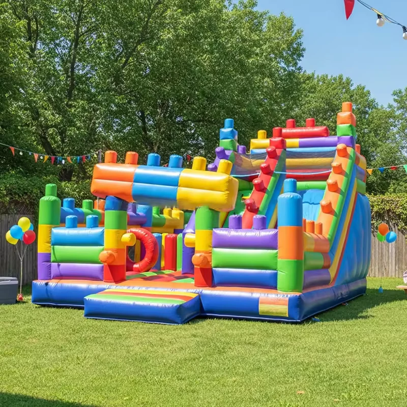 Castello Gonfiabile Personalizzato in PVC Commerciale 8*6*5m, Casa Gonfiabile Combo Scivolo per Bambini