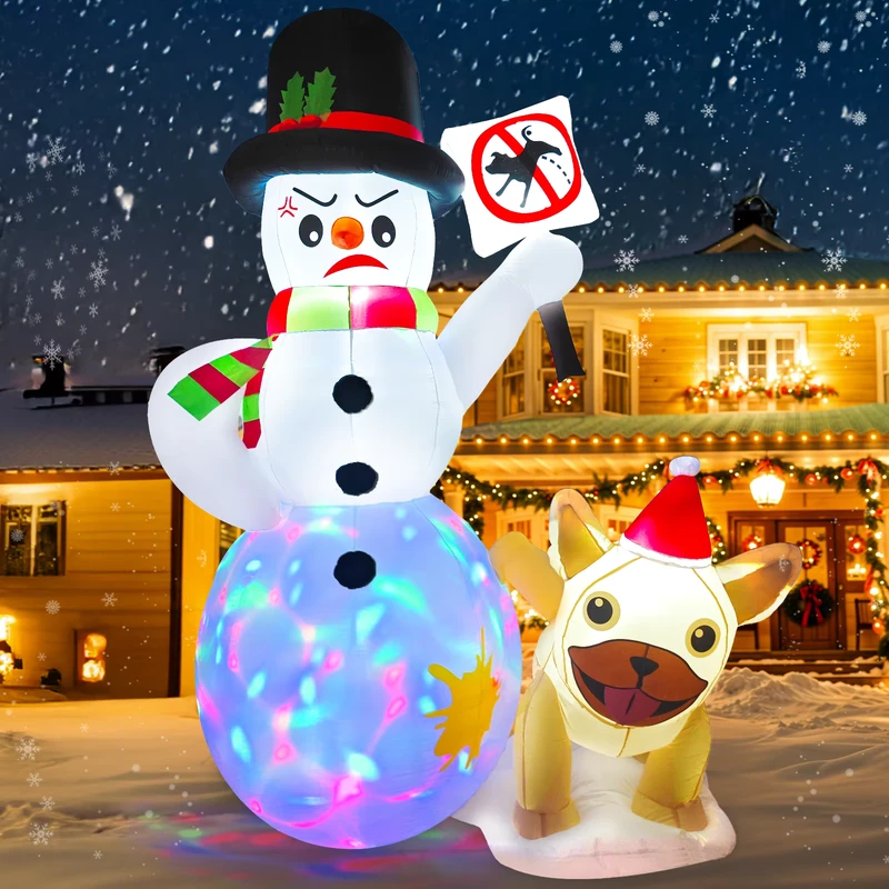 8 FT Outdoor Yard Christmas Inflatable Decorations Snowman and Dog for Christmas Factory