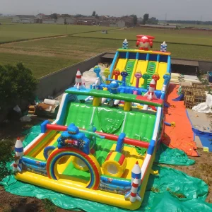 Castillo Inflable de Cohete de Dibujos Animados Super Wings de 8 X 30m para Carnaval al Aire Libre, Parque de Obstáculos Inflable para Niños