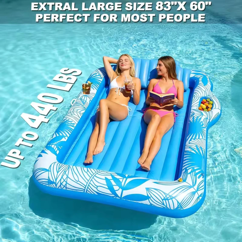 83″ X 63″ Tanning Pool Lounger Float Adult PVC Inflatable Water Filled Beach Tanning Bed Water Amusement Facility
