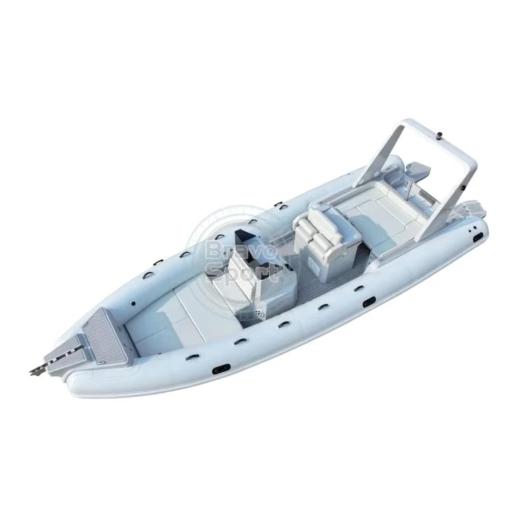 Barco RIB de lujo con casco rígido de fibra de vidrio Orca Hypalon de 860, barco inflable con motor fuera de borda para cruceros oceánicos