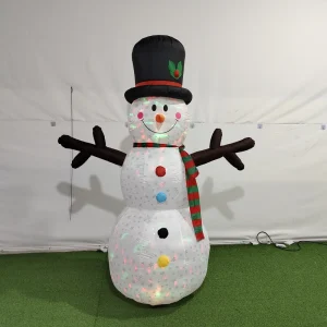 8ft Lighted Inflatable Snowman for Outdoor Lawn
