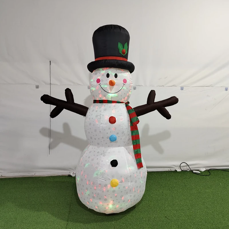 8ft Lighted Inflatable Snowman for Outdoor Lawn