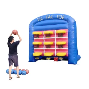9 Balls Inflatable Basketball Hoop with Tic Tac Toe Interactive Game for Kids and Adults Outdoor Exercise and Entertainment