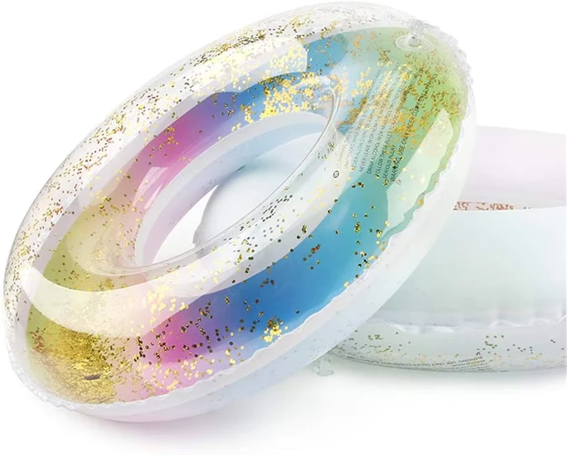 90CM Opblaasbare Zwemfloats Regenboog Glitter Zwemringen voor Kinderen en Volwassenen Tubes Speelgoed Zomer Strand Zwemmen Pool Feest