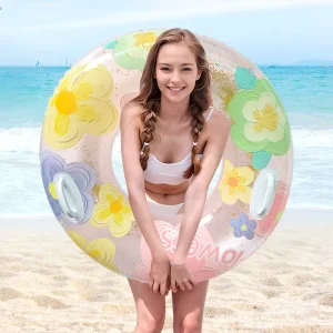 90cm Sequin Flower Swimming Rings for Adults PVC Inflatable Swimming Ring Swim Ring