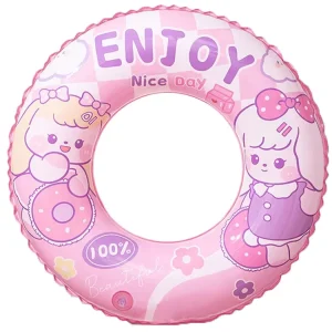 90cm Summer Flower Girl Print PVC Adult Round Swimming Rings Inflatable Swim Tube for Beach