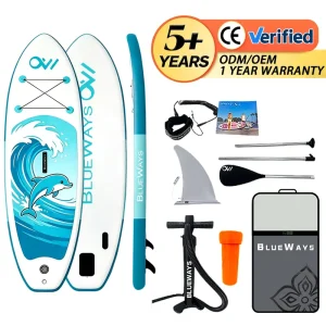 9’6″ Dolphin Inflatable Paddle Board for Teens 31″ Extra Wide Stable Junior SUP 5 Inch Thick Kids Stand up Board