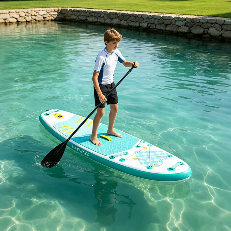 Tabla de Paddle Inflable Verde Menta de 9'6" para Adolescentes, 290cm, SUP Estable para Jóvenes, Tabla de Pie de 13cm de Grosor