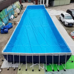 Above Ground Stainless Steel Metal Frame Swimming Pool Rectangular Square Structural Ring PVC Large Swim Pool