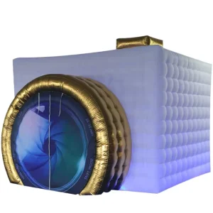 Activity Decoration White Inflatable Station Camera Model Tent Built-in LED Lighting Fixture