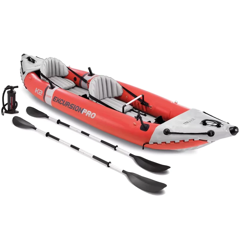 Thuyền kayak khí nén 2 chỗ ngồi PVC điều chỉnh cho câu cá, thể thao dưới nước, chèo thuyền thư giãn
