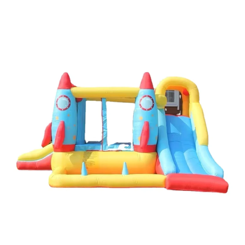 Verstelbare Kinder Inflatable Oxford Stof Bed Waterglijbaan en Trampoline Kasteel Combinatie Houten Springbed