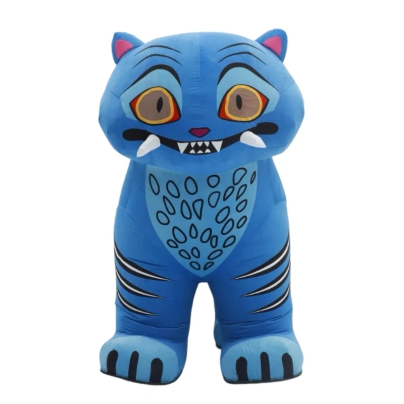 Adult 2M and 2.6M Height Inflatable Blue Tiger Mascot Costume