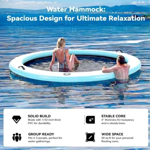 Hamaca Flutuante Inflável para Adultos, Sofá Flutuante Portátil e Dobrável, Rede Respirável para Piscina, Lago ou Praia