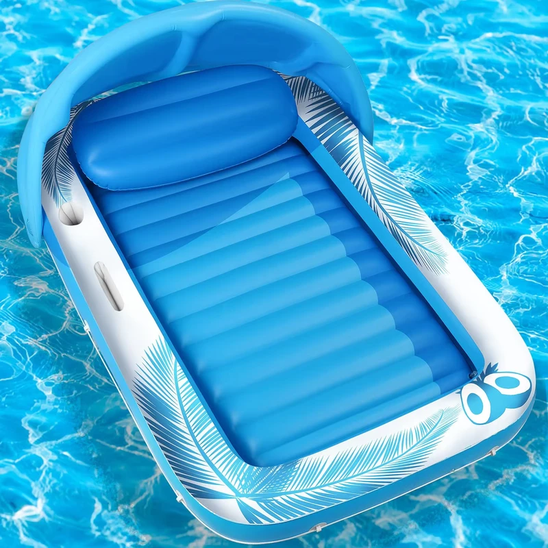 Aufblasbare Poolliege für Erwachsene mit Sonnenschutz Überdachte Aufblasbare Poolliege