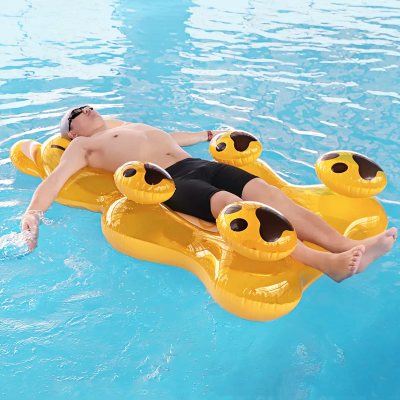 Bóia Flutuante Inflável de PVC para Adultos, Cama de Natação para Festa de Verão com Porta-Copos