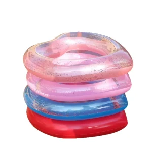 Adult PVC Inflatable Heart Donut Swim Ring Glitter Sequins Large Size Thickened Pool Float Summer Water Sports
