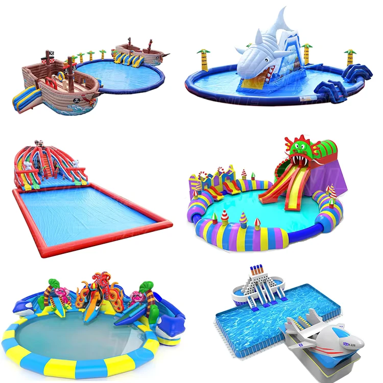 Adult Playground Giant Factory PVC Kid Outdoor Swimming Pool Amusement Equipment Inflatable Theme Water Park with Slide for Land